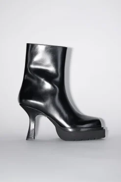 Ankle Boots Aus Leder Mit Plateauabsatz