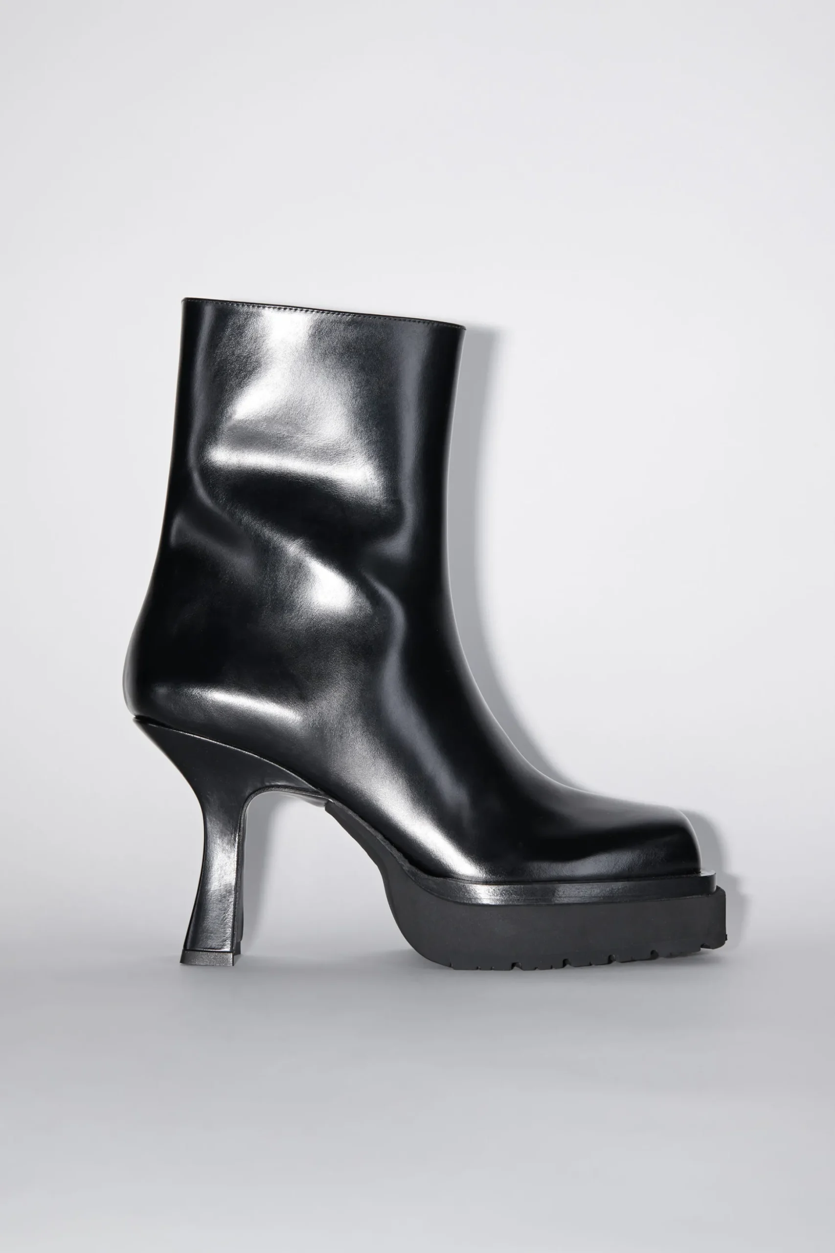 Ankle Boots Aus Leder Mit Plateauabsatz
