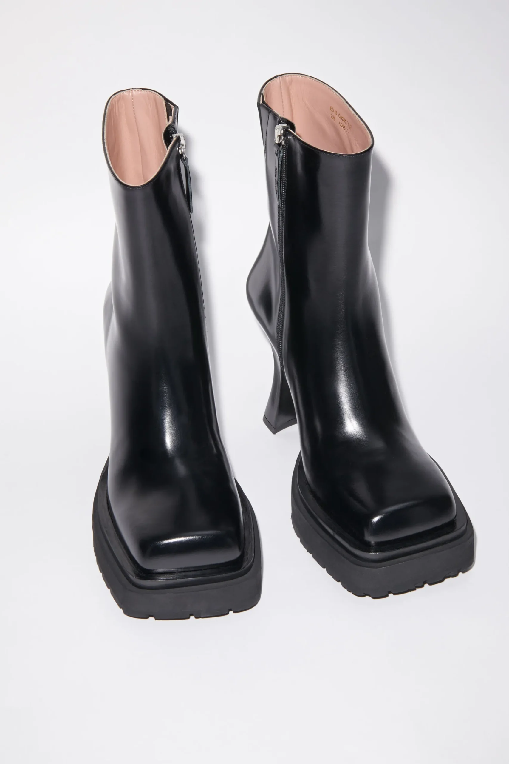 Ankle Boots Aus Leder Mit Plateauabsatz