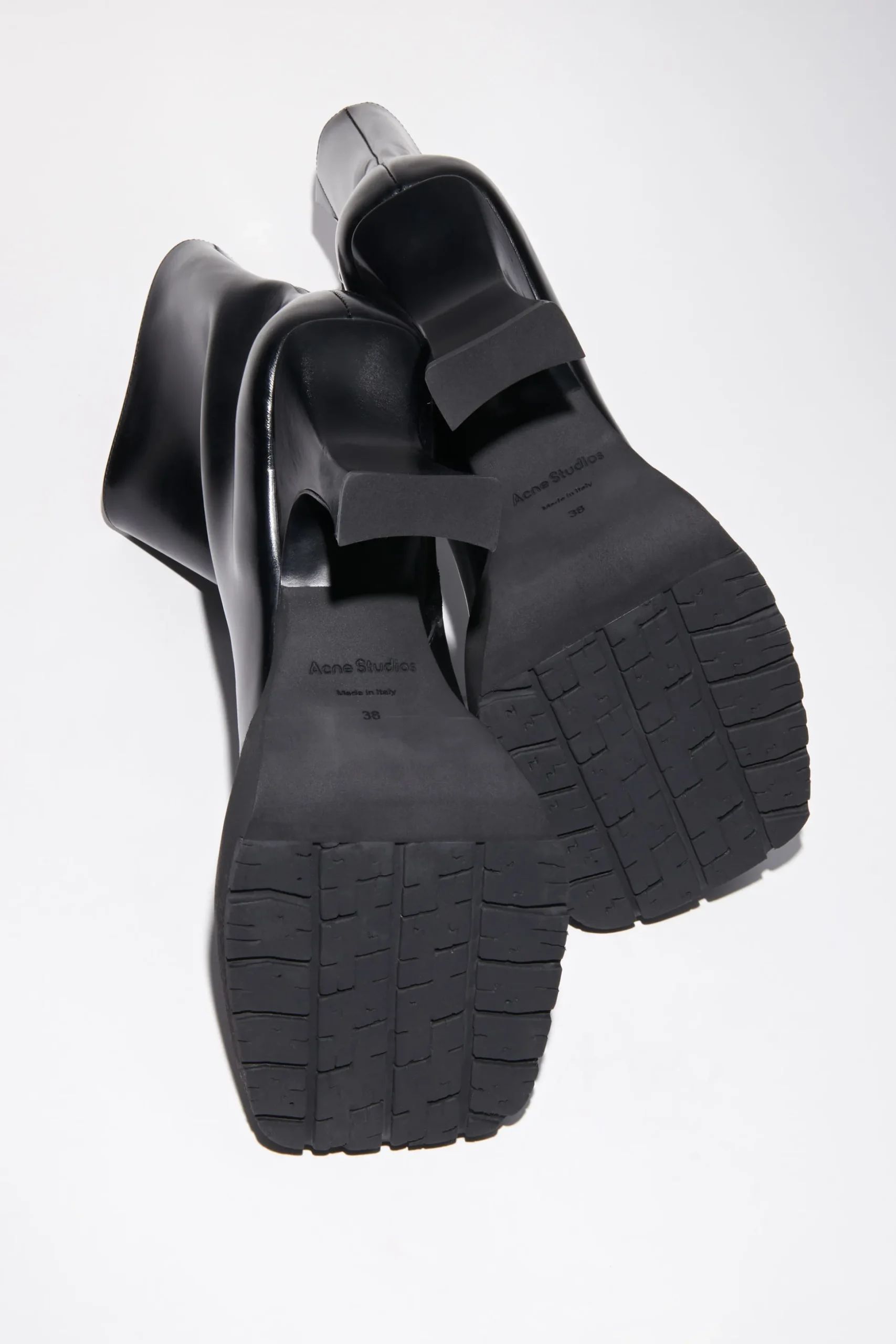 Ankle Boots Aus Leder Mit Plateauabsatz