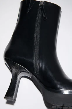 Ankle Boots Aus Leder Mit Plateauabsatz