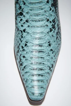 Ankle Boots Aus Leder Mit Schlangen-Print