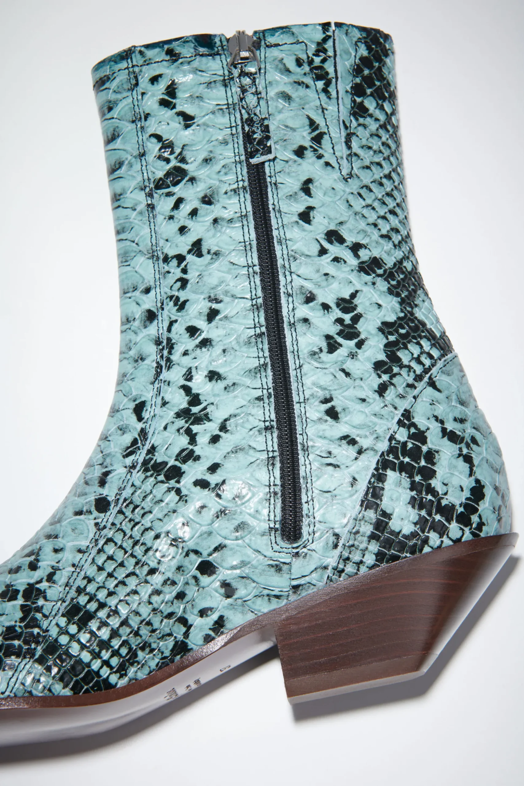 Ankle Boots Aus Leder Mit Schlangen-Print
