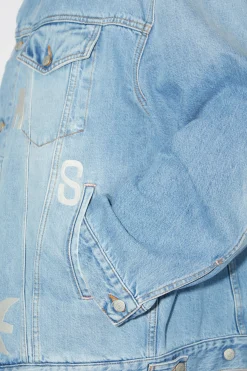 Bestickte Denimjacke In Lockerer Passform