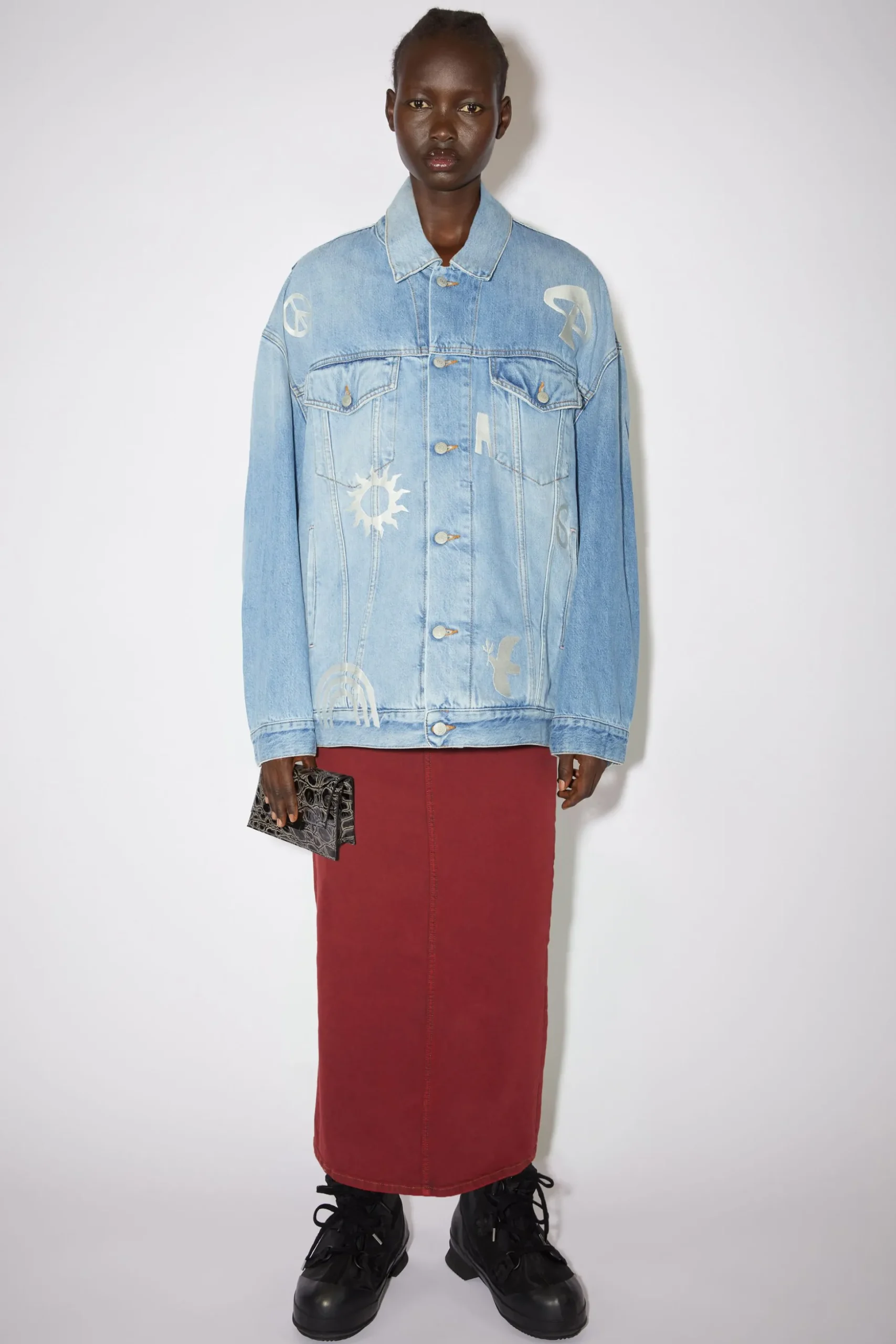 Bestickte Denimjacke In Lockerer Passform
