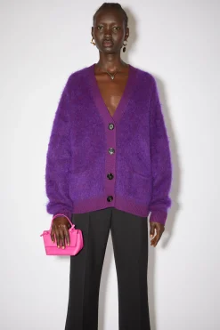 Cardigan Aus Flauschigem Mohair-Woll-Mix