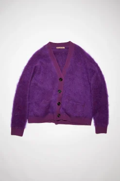 Cardigan Aus Flauschigem Mohair-Woll-Mix