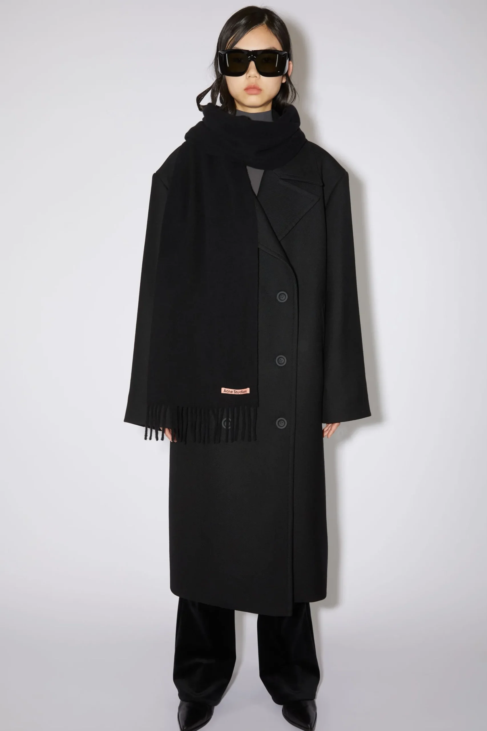 Fringe Wool Scarf - Skinny