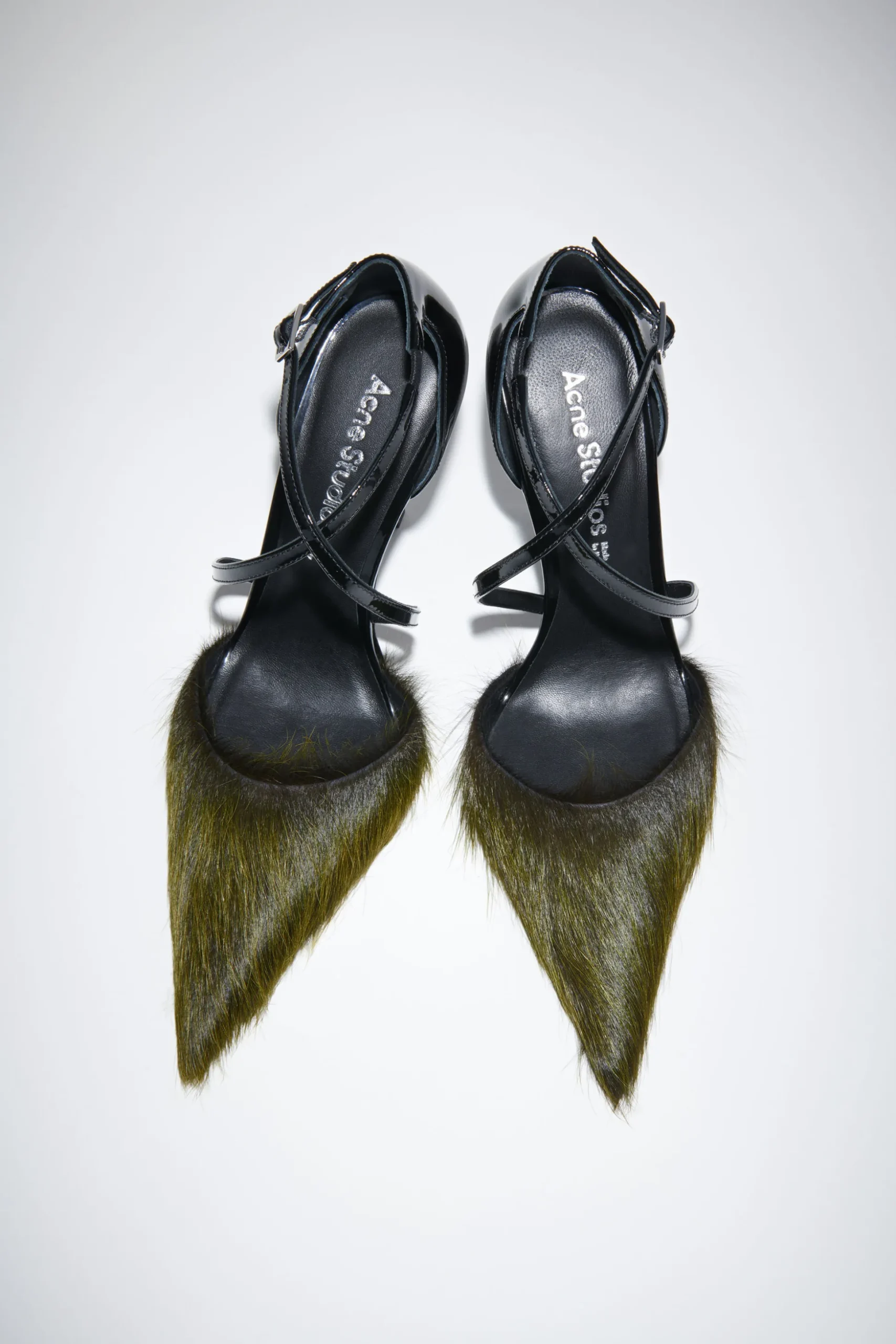 Hairy Leather Heeled Pumps