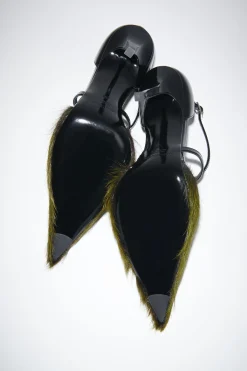 Hairy Leather Heeled Pumps
