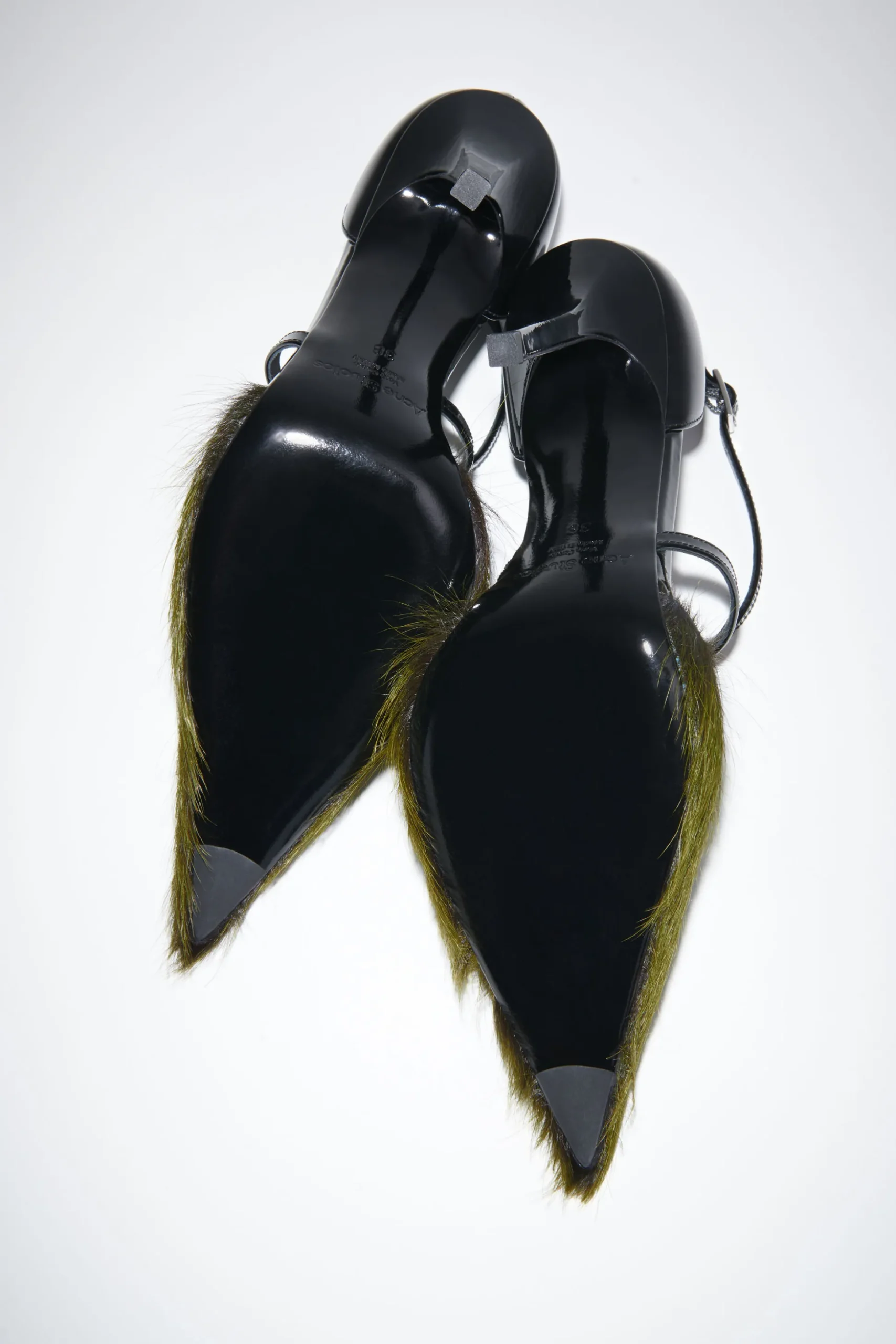 Hairy Leather Heeled Pumps