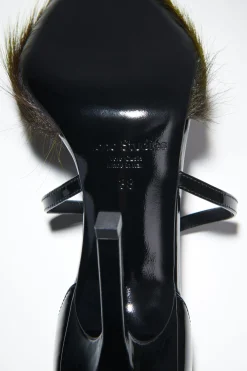 Hairy Leather Heeled Pumps