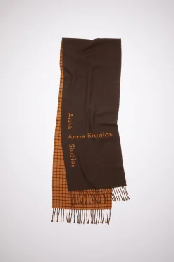 Karierter Wollschal Mit Logo