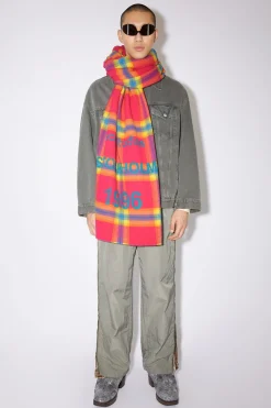 Karierter Wollschal Mit Logo-Print