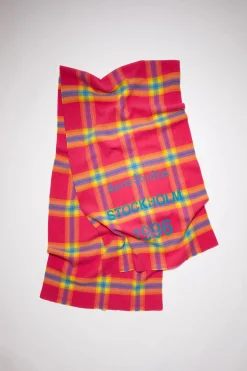 Karierter Wollschal Mit Logo-Print