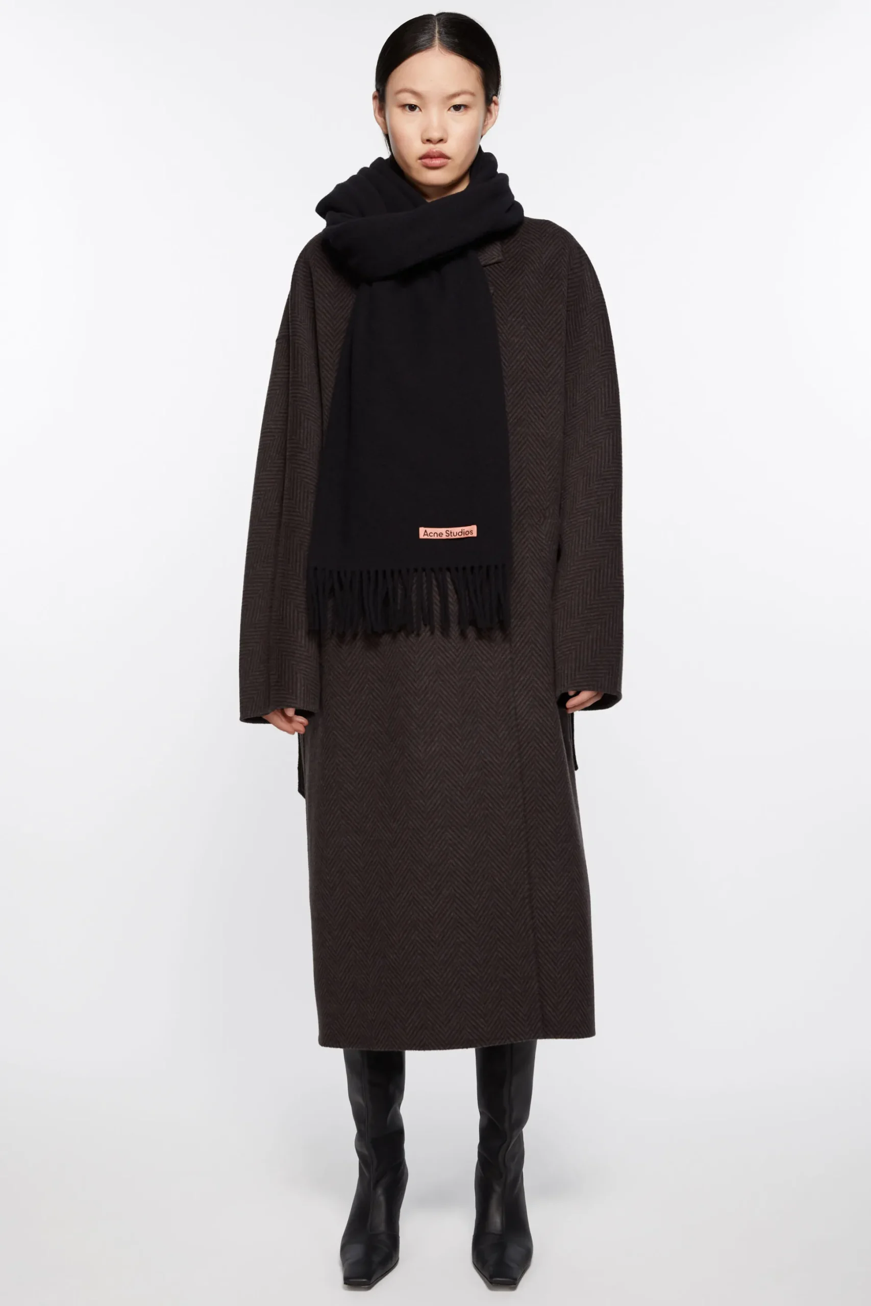 Oversized-Wollschal Mit Fransen