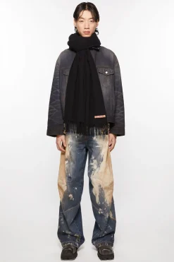 Oversized-Wollschal Mit Fransen