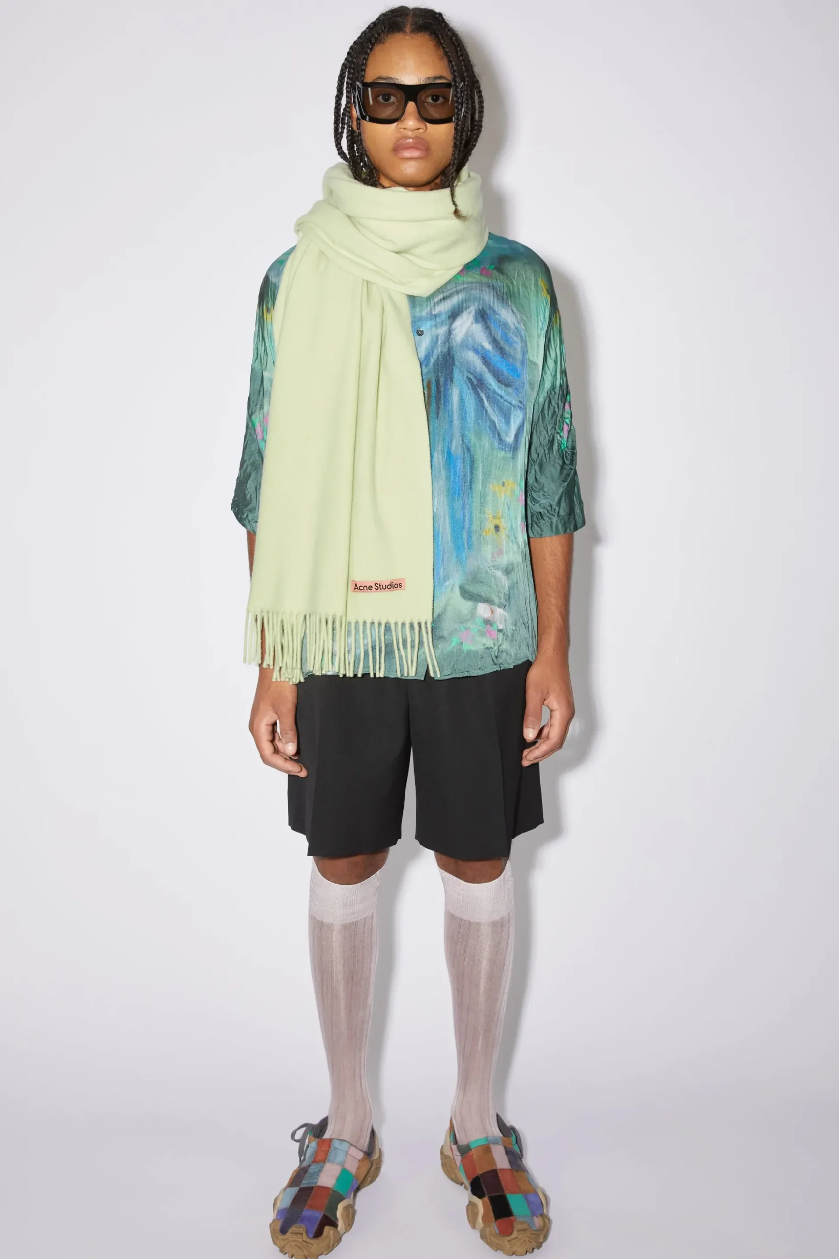 Oversized-Wollschal Mit Fransen