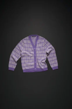 Strickcardigan Mit Face-Logo Im Schachbrettmuster
