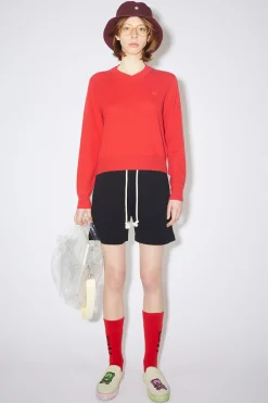 Wollpullover Mit V-Ausschnitt